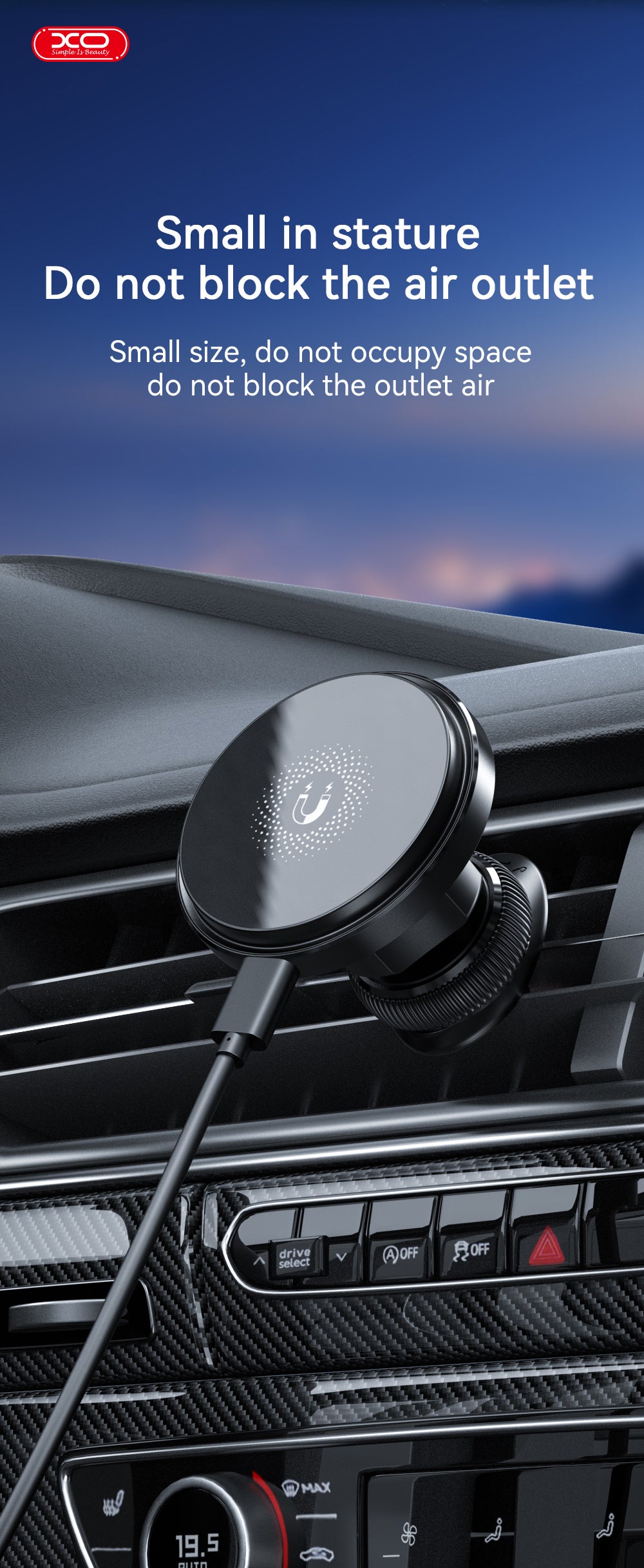 Magnetic Car Air Vent Wireless Charger | Fast Charging, QI Compatible