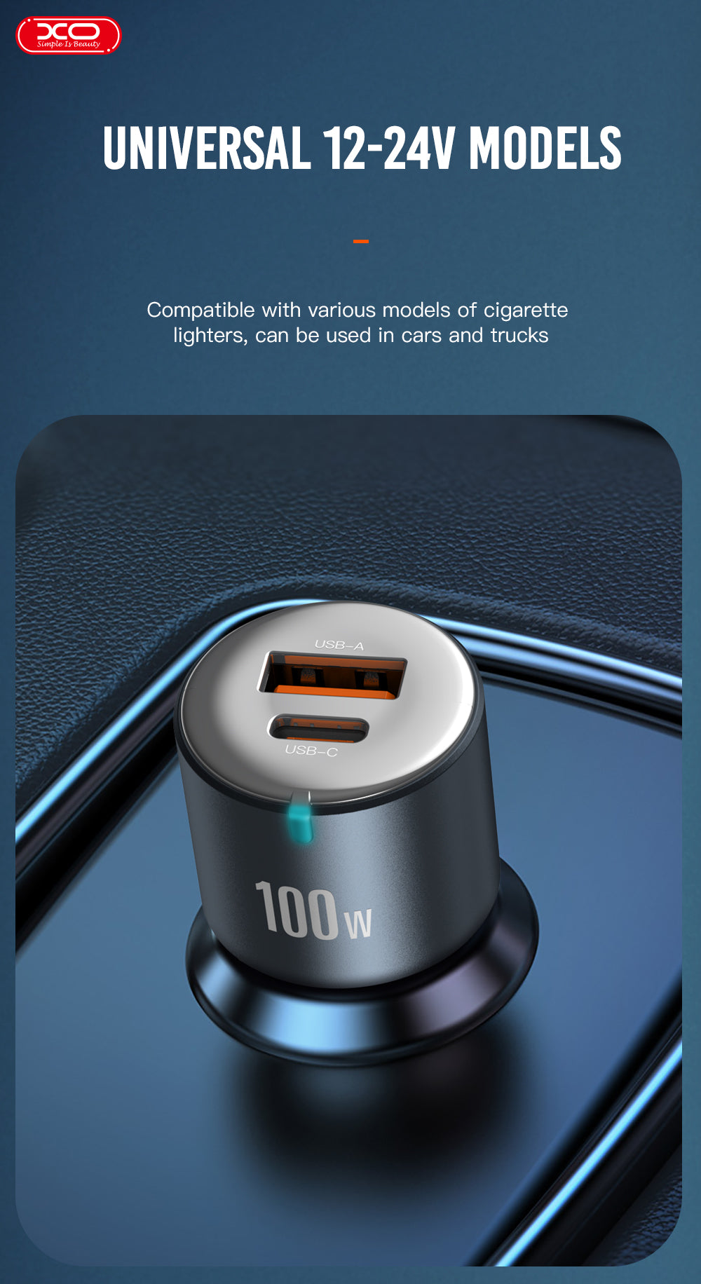 Auto Ladegerät 100W, Zigarettenanzünder USB Auto Ladegerät mit iPhone 15 & Typ-C Kabel, Zigarettenanzünder Stecker Adapter Retractable Car Charger Kompatibel mit iPhone Samsung Xiaomi