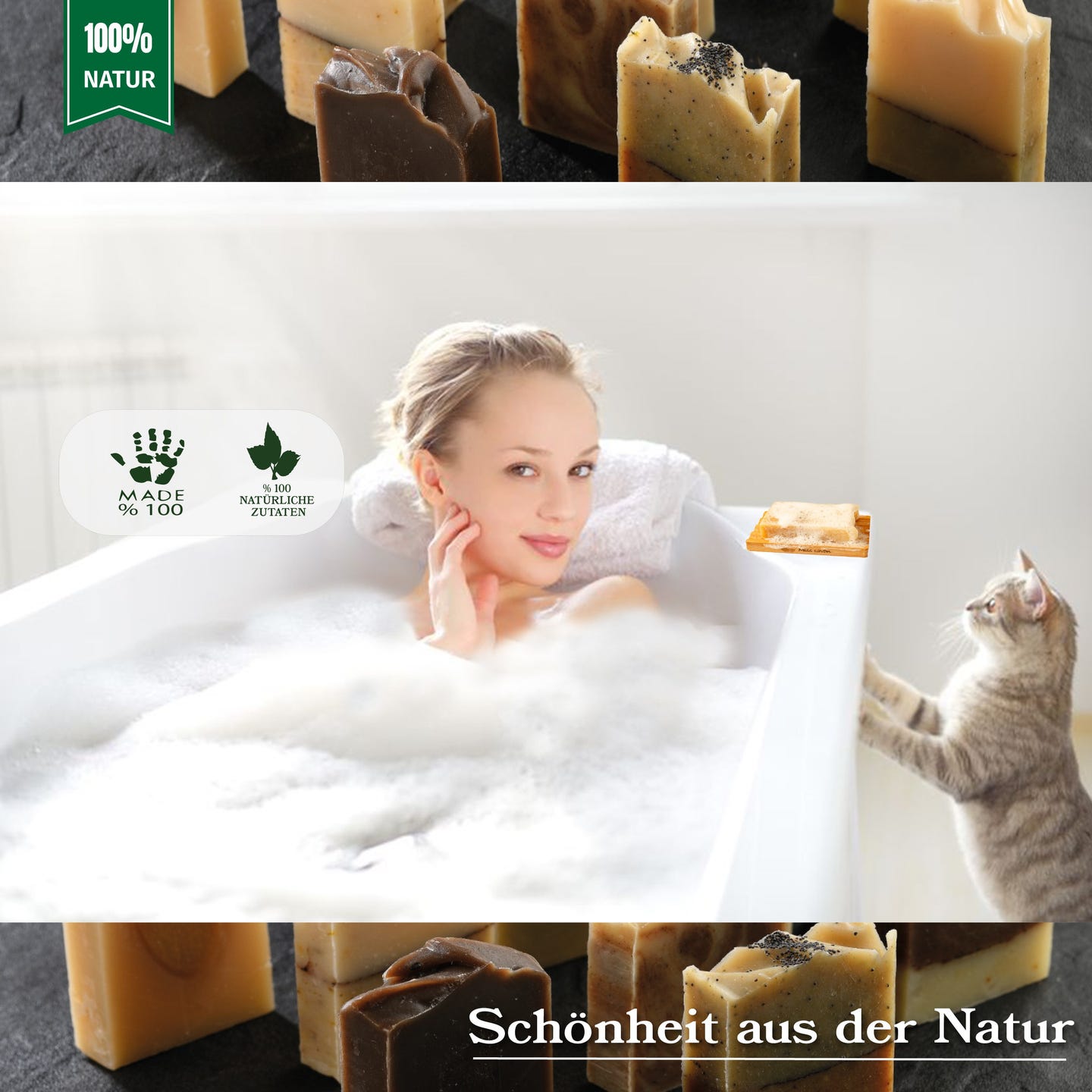 Miss Savon Naturseife Handgemachte Ziegenmilch Seife 100% Natürlich Körperseife Duschseife Handseife Geschenk